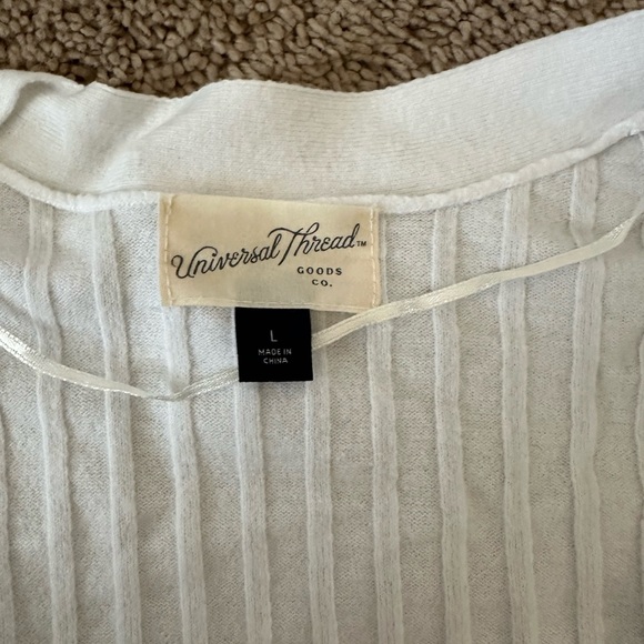 Universal Thread White Ribbed V-Neck Button-Up Cardigan - Picture 2 of 2